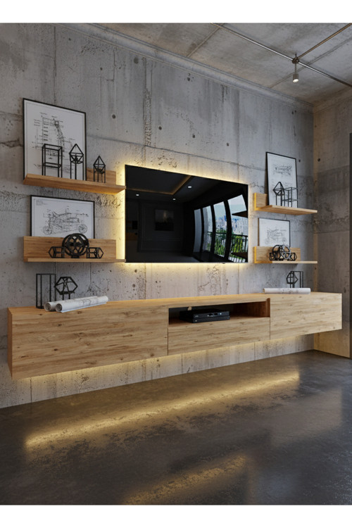 RESİTAL LEDLİ DUVARA MONTE TV SEHPASI - ÇAM - W6017-6