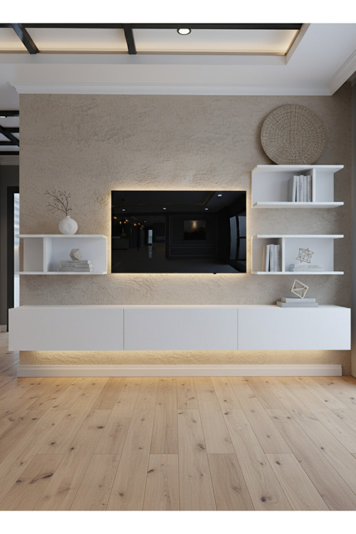 RESİTAL LEDLİ DUVARA MONTE TV SEHPASI - BEYAZ - W6011-1
