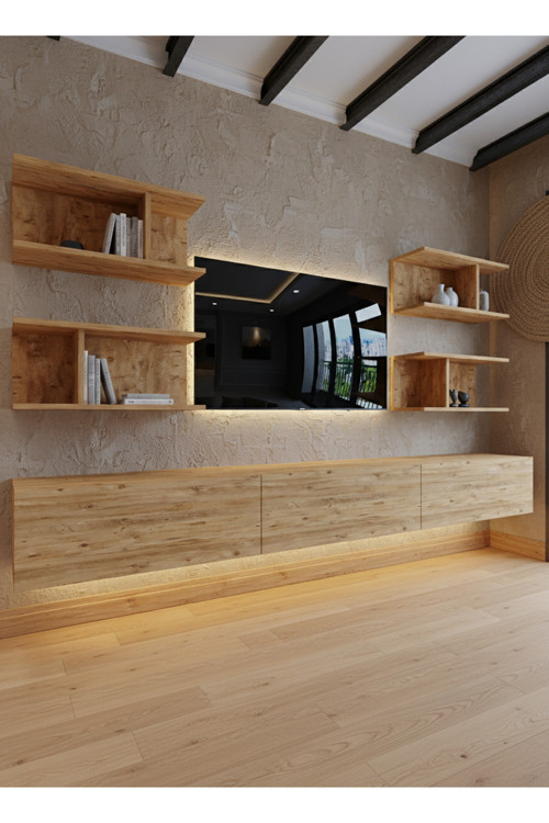RESİTAL LEDLİ DUVARA MONTE TV SEHPASI - ÇAM - W6010-6