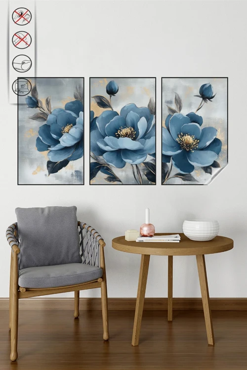 Statik Tutunma Özellikli Tablo - Poster Çiçek (Model- 58)