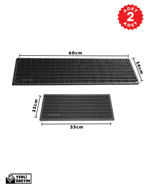 2’li Avantaj Paketi: 60x16 cm + 15x33 cm Çok Amaçlı Kauçuk Mat Seti ( Bulaşık Kurutma Matı, Tencere Altlığı, Cam Kenarı