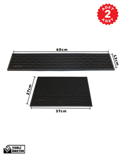 2’li Avantaj Paketi: 60x12 cm + 27x37 cm Çok Amaçlı Kauçuk Mat Set ( Bulaşık Kurutma Matı, Tencere Altlığı, Cam Kenarı S