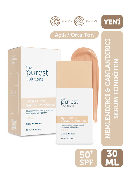 Nemlendirici & Canlandırıcı Serum Fondöten SPF 50+, 30 ml – Açık / Orta Ton