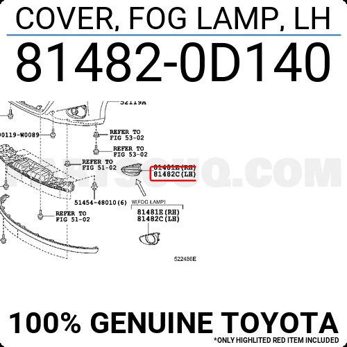 Toyota Yaris Ön Sis Lamba Kapağı Sol 2011- (Oem No: 814820D140)