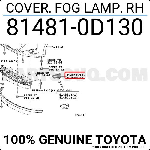 Toyota Yaris Ön Sis Lamba Kapağı Sağ 2011- (Oem No: 814810D130)