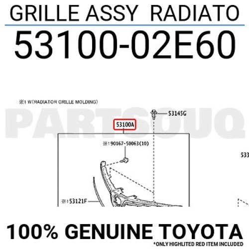 Toyota Corolla Ön Panjur Nikelaj Bandlı 2018 (Oem No: 53100-02E60)