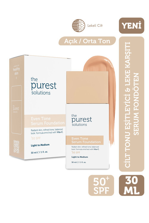 Cilt Tonu Eşitleyici & Leke Karşıtı Serum Fondöten SPF 50+, 30 ml – Açık / Orta Ton