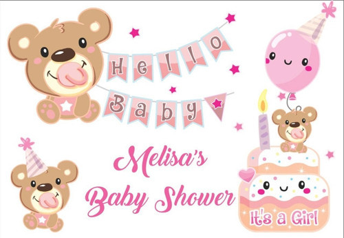 Pembe Ayıcık Temalı Baby Shower Afişi 50x70 Cm