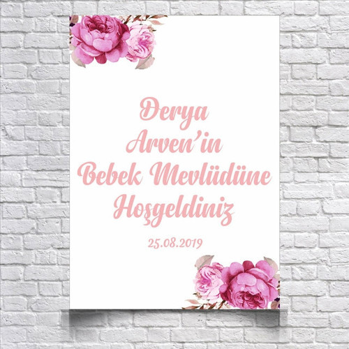 Gül Temalı Mevlüd Afişi 50x70 Cm