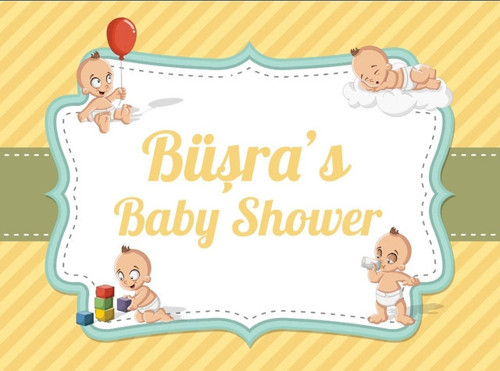 Sarı Bebek ve Oyuncak Temalı Baby Shower Afişi 35x50 Cm