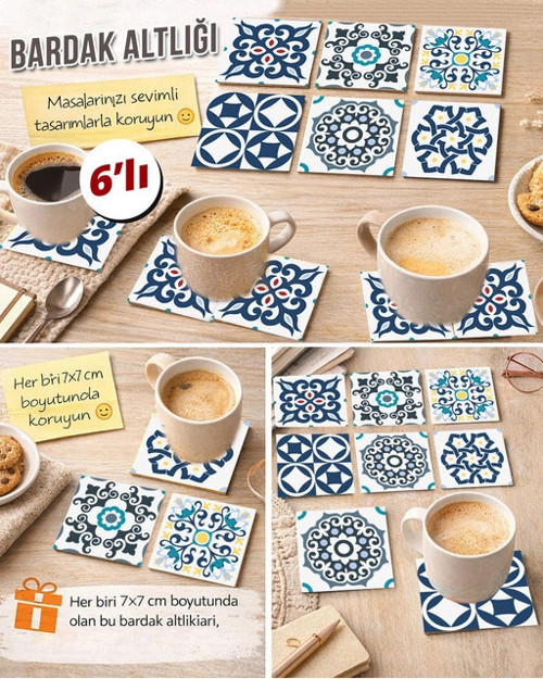 Dekoratif Desenler 9 7x7 – 6’lı Set Dekoratif Kare Tasarım