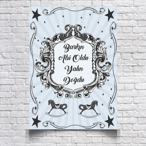 Gri Oyuncak Deseli Baby Shower Afişi 70x100 Cm