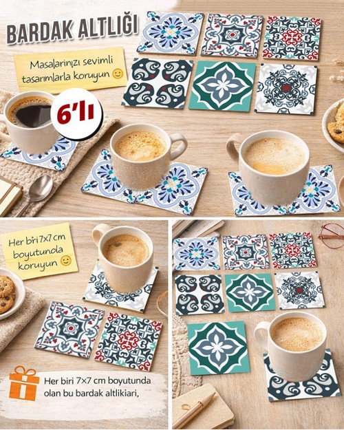 Dekoratif Desenler 11 7x7 – 6’lı Set Dekoratif Kare Tasarım