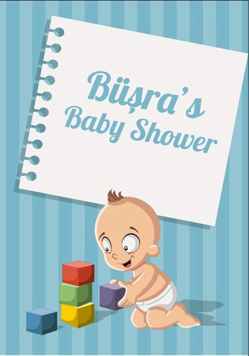 Pembe Çizgili Bebek Temalı Baby Shower Afişi 70x100 Cm