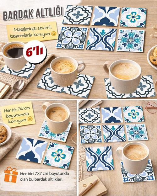Dekoratif Desenler 6 7x7 – 6’lı Set Dekoratif Kare Tasarım