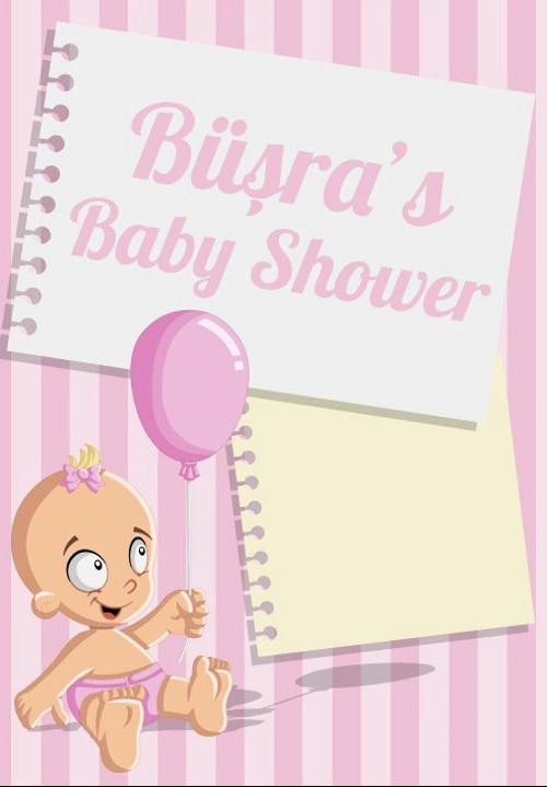 Pembe Çizgili Bebek Temalı Baby Shower Afişi 100x150 Cm