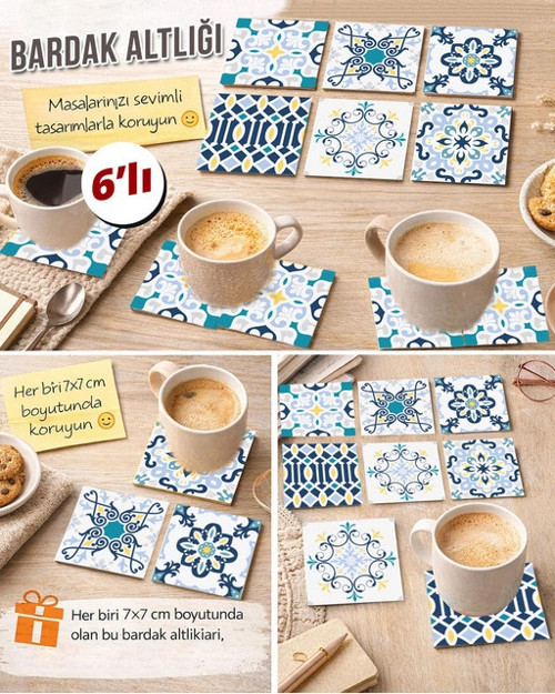 Dekoratif Desenler 3 7x7 – 6’lı Set Dekoratif Kare Tasarım