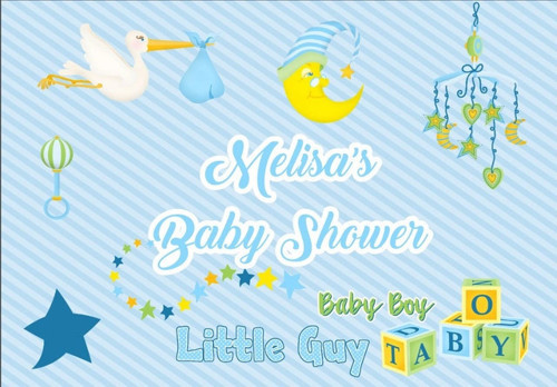Mavi Leylek ve Oyuncak Temalı Baby Shower Afişi 100x150 Cm