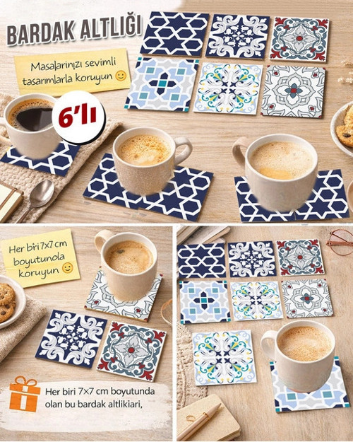 Dekoratif Desenler 4 7x7 – 6’lı Set Dekoratif Kare Tasarım