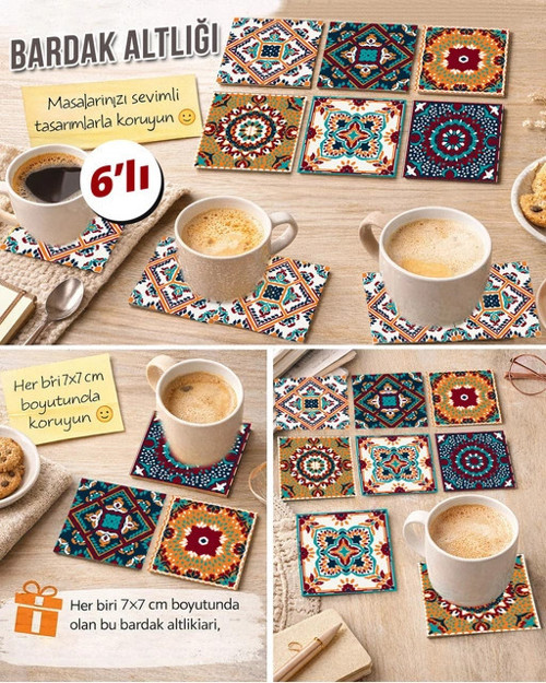 Dekoratif Desenler 2 7x7 – 6’lı Set Dekoratif Kare Tasarım