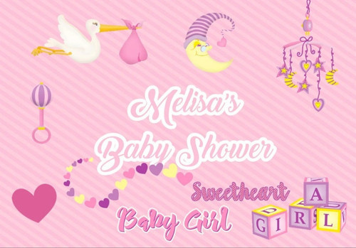 Pembe Leylek ve Oyuncak Temalı Baby Shower Afişi 70x100 Cm