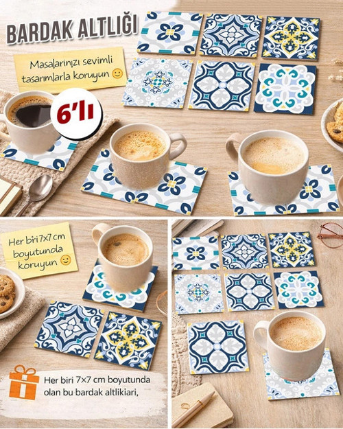 Dekoratif Desenler 13 7x7 – 6’lı Set Dekoratif Kare Tasarım