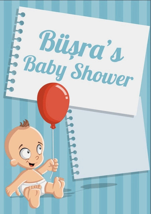 Mavi Çizgili Bebek Temalı Baby Shower Afişi 70x100 Cm