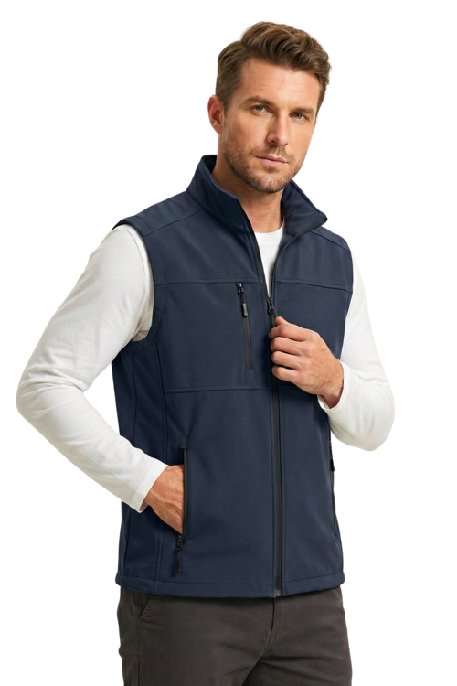 Erkek Yelek Softshell Su Geçirmez Tam Fermuarlı Cepli Normal Kalıp Spor Yelek