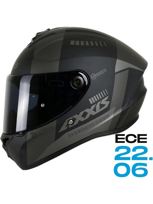 Motosiklet Full Face Draken S Siyah-Gri MP4 B1 Motorcu Kaskı Çift Vizörlü