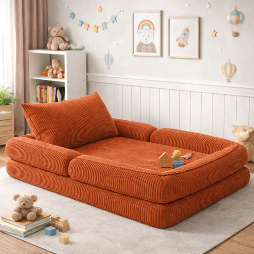 Yeni Nesil  Premium Katlanabilir Modüler Çocuk Oyun Yatağı ve Minderi 80x160 cm Tam Sünger