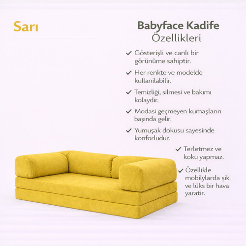 Kadife Kumaş Kanepe Babyface Kadife Modern Tasarım Konforlu ve Dayanıklı Katlanır Kanepe 90X200 cm