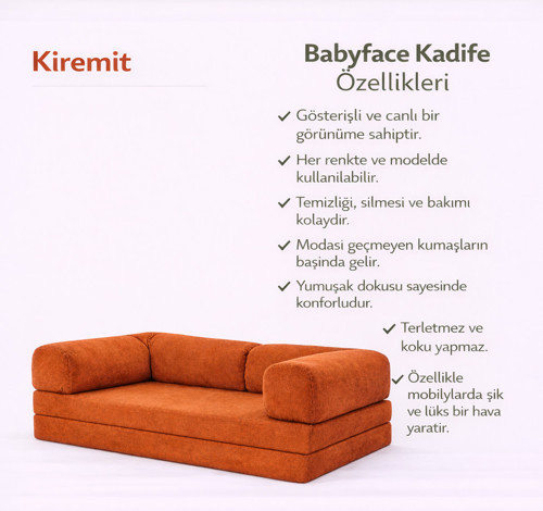 Kadife Kumaş Kanepe Babyface Kadife Modern Tasarım Konforlu ve Dayanıklı Katlanır Kanepe 90X200 cm