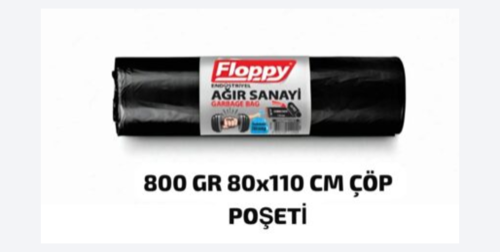 Ambalaj Marketim Floppy Endüstriyel Jumbo Siyah Çöp Torbası 80×110 cm 800 gr 5 Rulo