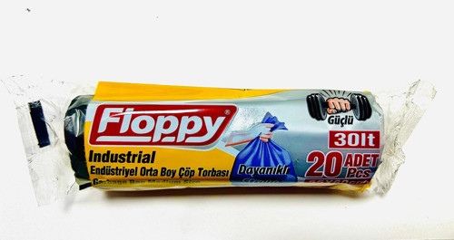 Ambalaj Marketim Floppy Orta Boy Siyah Çöp Poşeti 55×60 cm 400 gr 1 Paket 20'li