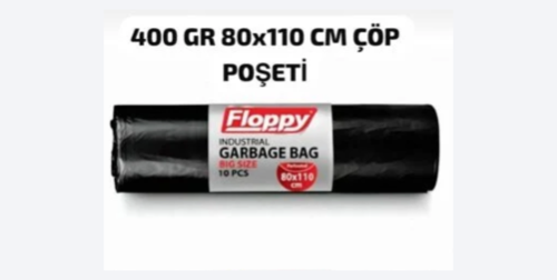 Ambalaj Marketim Floppy Endüstriyel Jumbo Siyah Çöp Torbası 80×110 cm 400 gr 1 Rulo