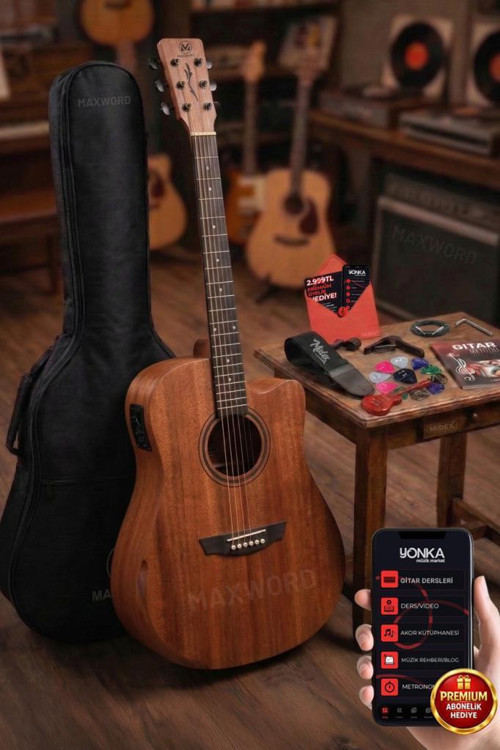 Luxury HCR-560NT-EQ Half Cutaway Elektro Akustik Gitar Seti