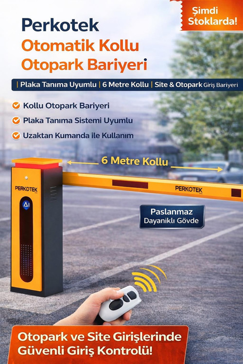 6 Metre Kollu Otomatik Otopark Bariyeri | Plaka Tanıma Uyumlu | Uzaktan Kumandalı Site Giriş Bariyeri