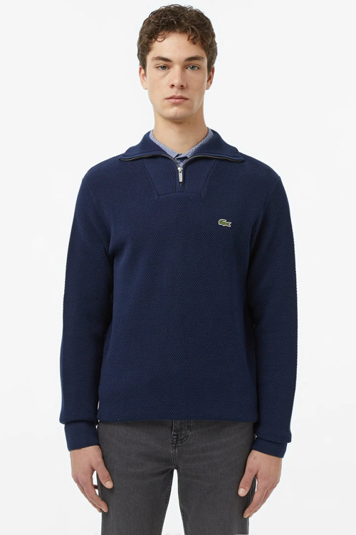 Men's Regular Fit Fermuarlı Organik Pamuk Lacivert Sweatshirt