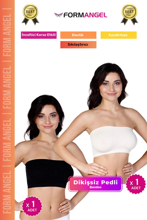 #Bandeo Seamless Toparlayıcı Kadın Basic Örme Dikişsiz Pedli Bandeo Büstiyer 2'li Set