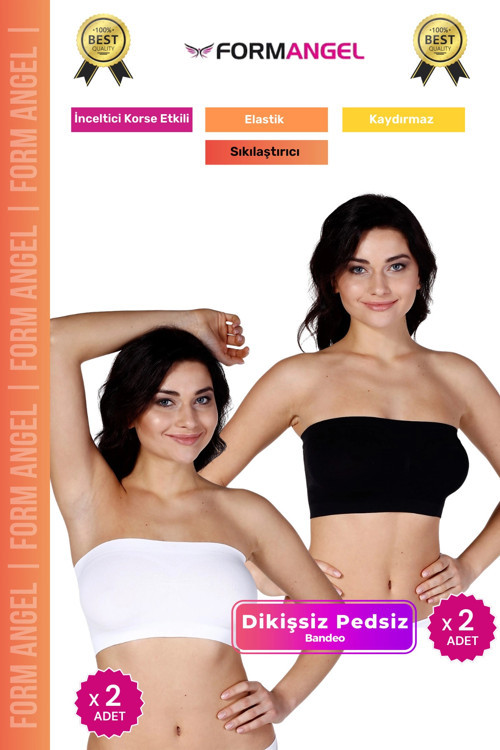 #Bandeo Seamless Toparlayıcı Kadın Basic Örme Dikişsiz Pedsiz Bandeo Büstiyer 4'lü Set