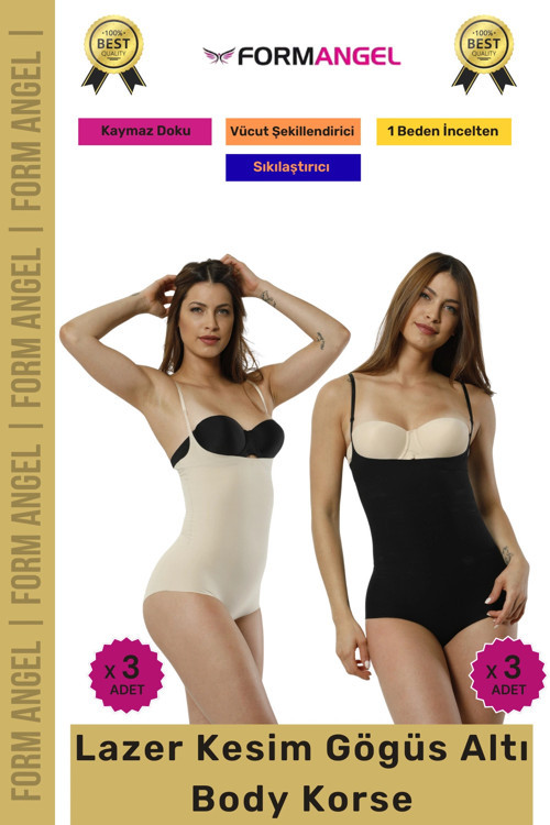 #Korse İz Göstermeyen Lazer Kesim Toparlayıcı Şekillendirici Kaymaz Göğüs Altı Body Korse 6'lı Set