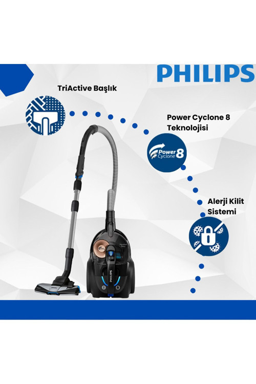 Phılıps Toz Torbasız Süpürge 900W Güç ALLERGYH13 Filtre Alerjii Kilit Sistemi