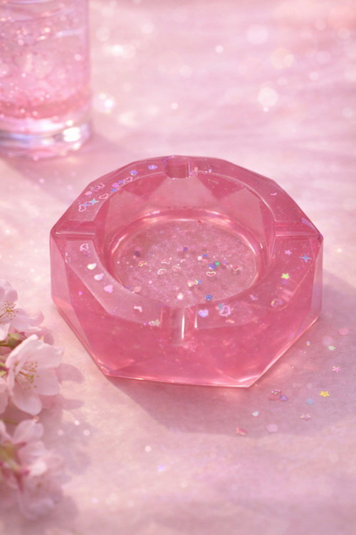 Pembe, Simli Y2K Stilinde Küllük, Kawaii Kül Tablası, Coquette Dekoratif Küllük
