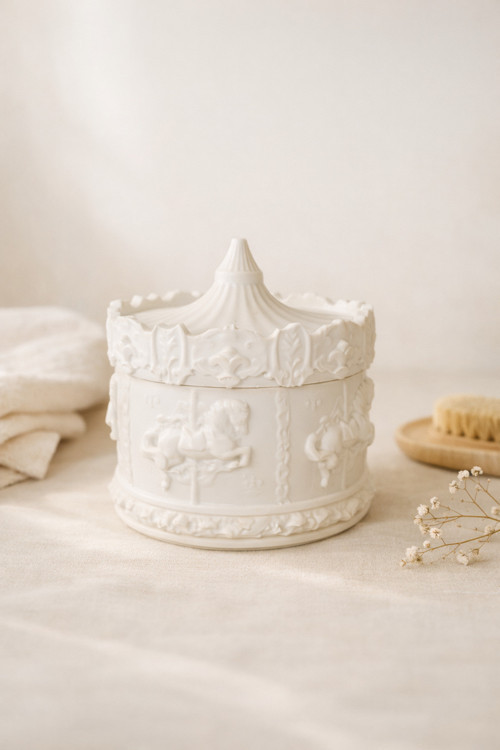 Beyaz Vintage Parlak Atlı Karınca Mermer Görünümlü Dekoratif Kutu