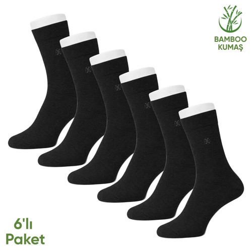 Bambu Erkek Soket Çorabı - 6 Çift - Dikişsiz - Gori -17135 - Set 6