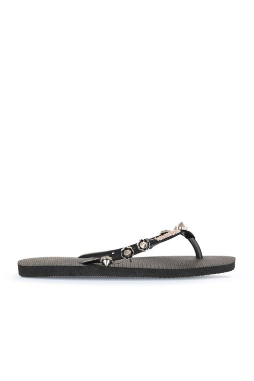 Siyah Slim Square Luxury Kadın Terlik 27w4149012_0090