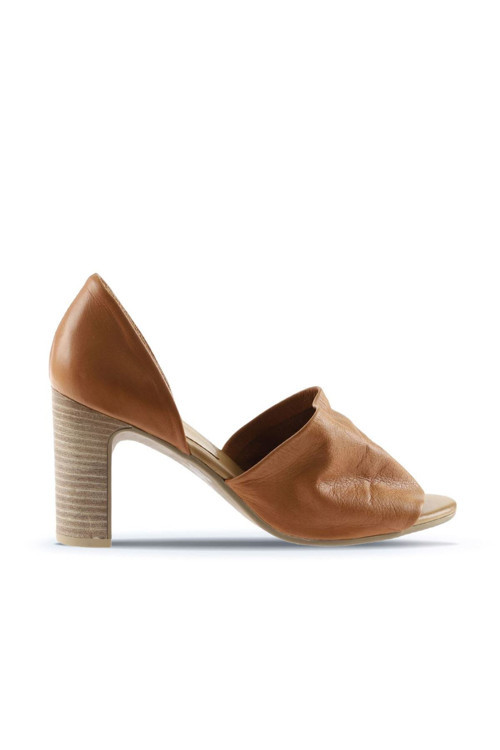 Shoes Taba Deri Kadın Topuklu Sandalet 01wn4306