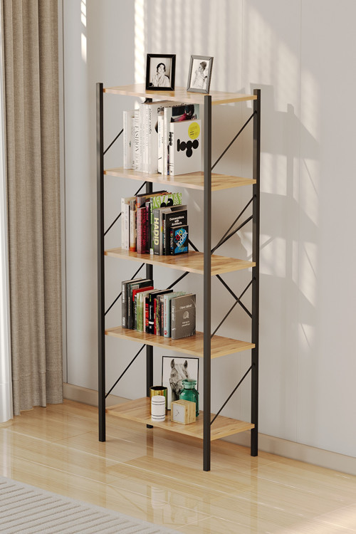 Metal Kitaplık 5 Raflı Çok Amaçlı Dosya Kitap Rafı Ofis Salon Raf 150 Cm Çam