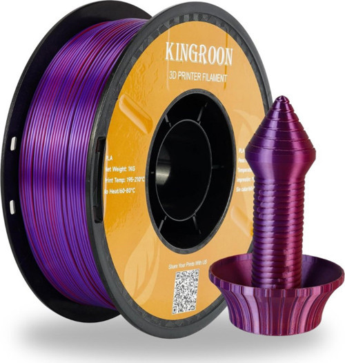 Üç Renkli Silk PLA Filament Kırmızı-Altın-Mor Canlı Parlak Renk Geçişi 1.75mm 1 Kg