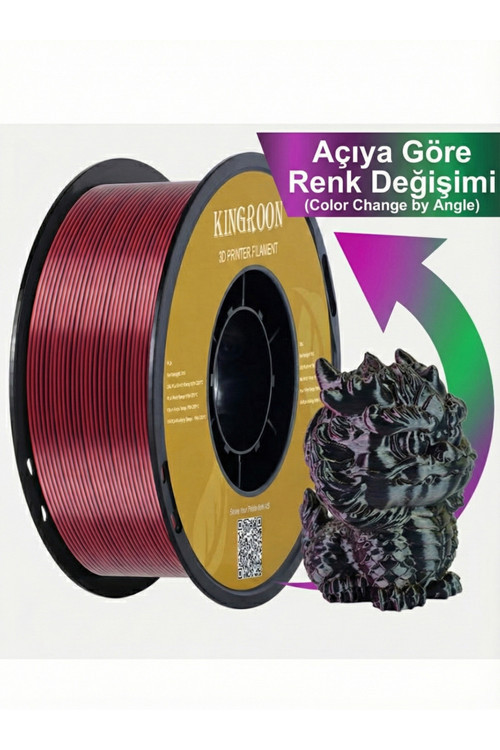 Üç Renkli Silk PLA Filament Altın-Fuşya-Siyah Canlı Parlak Renk Geçişi 1.75mm 1Kg